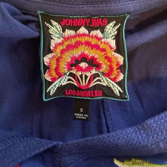 Johnny Was Blue Embroidered Julie Kimono Sleeve Tee Dress Size Small - Picture 6 of 7